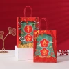 New Year red festive kraft paper bags, gift bags, Spring Festival casual gift bags, milk tea takeout packaging bags wholesale. details Picture